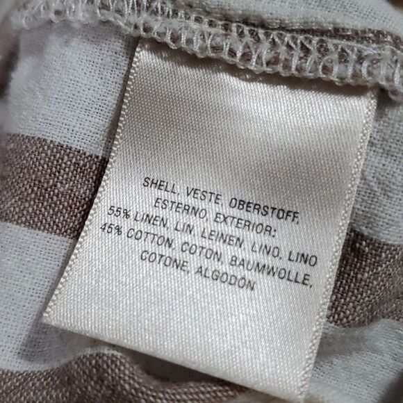 Anthropologie Oasis Striped Linen‎ Blend Tailored Ankle Pants White/Taupe 6 - Picture 7 of 10